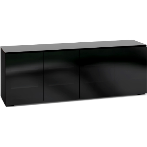 Oslo 347 85" TV Stand AV Cabinet in Black Oak with Smoked Black Glass Doors & Top